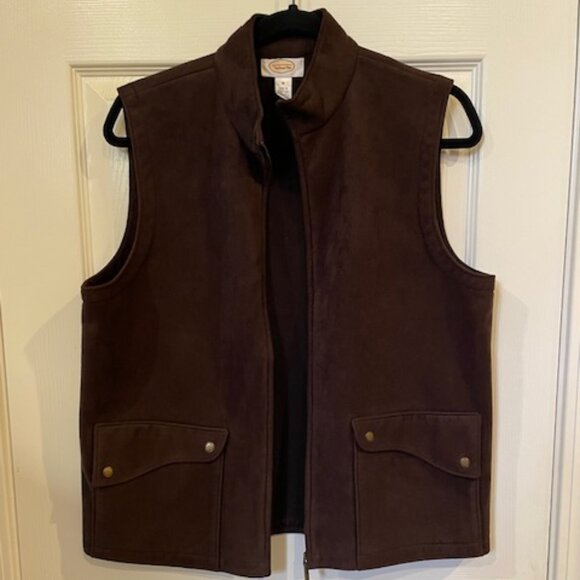 Talbots faux suede brown vest; sz MED very good condition - Picture 1 of 3